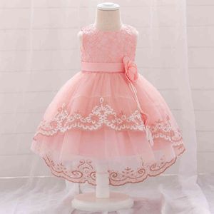 Toddler niemowląt Dziewczynek Suknie Kwiat Christening Suknie Dziecko Chrzest Księżniczka Trailing 1. rok Urodziny Dress Kids Clothes G1129