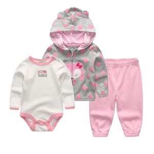 Meninas meninas conjunto casaco bodysuit calças de pano de crianças terno recém-nascido bebê roupas roupas bebes meninos crianças roupas 210309