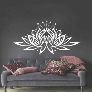 Vinyl Wandtattoo Schlafzimmer Aufkleber Lotusblume Yoga Studio Bohemian Dekor Z205 210615