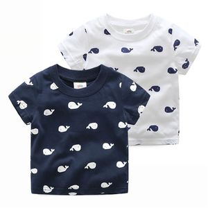 Summer Fashion Design 2 3 4 6 8 10 Years Children'S Clothing Cute Whale Fish Print Short Sleeve Boys T Shirts Summer 210701