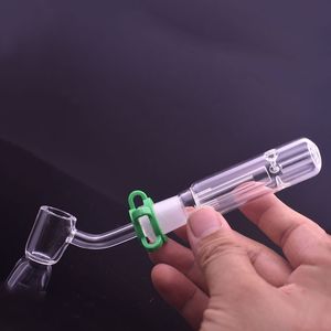 Glass smoking pipe Mini Hand Collector kits Dab Straw oil rig for Glass water Bongs with free plastic clip 45 Degree Quartz Banger Nail