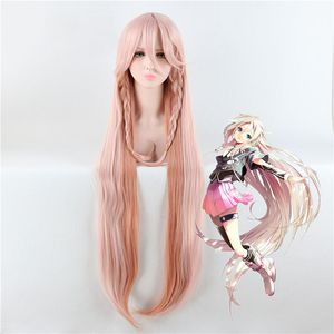110cm/43" Women VOCALOID3 Library IA cosplay wig pink long hair with braids wig costumes