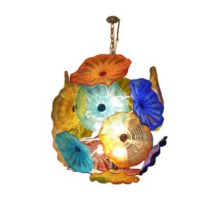 Płyty kwiatowe Lampy Light Lights Ręcznie Dmuchane Murano Glass Chandelier Oświetlenie 32 o 36 cali LED Wisiorek Światła do dekoracji wnętrz