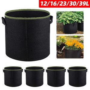 5 pcs 3-10 galão crescer sacos de feltro de feltro crescer potenciômetro de potenciômetro tomate plantando saco de jardim vegetais vegetais malas de plantas de tela de tela vasos 210615