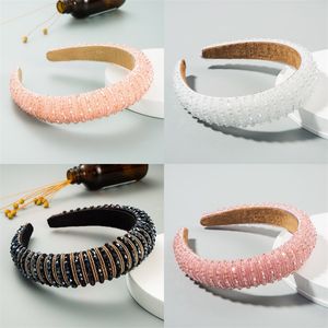 High-End-Damen-Schwamm-Stirnband, einfach, breitseitig, modisch, handgefertigt, mit Perlen, Netz, rot, Temperament-Stirnband, koreanischer Haarschmuck 250 U2