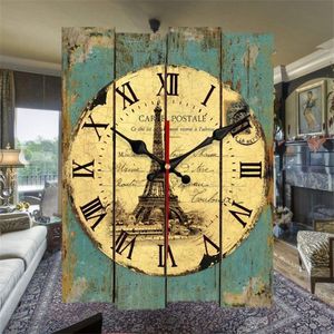 Wall Clocks 30*40cm Retro Wooden Digital Clock Living Room Silent Wood Creative Home Decoration Watch