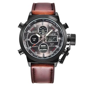 Relógios de pulso Mens Quartz Sport LED relógios analógicos relógio de pulso de aço inoxidável Data Reloj Hombre # 10