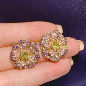 HIBRIDE Big Flower Design Brand Fashion Popular Luxury AAA Cubic Zirconia Engagement Wedding Party Stud Earrings E-704