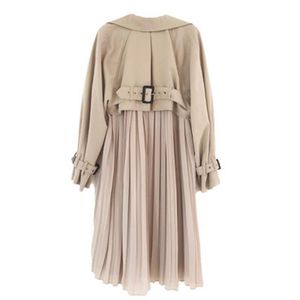 Trench Coats Feminino Moda Moda Primavera Outono Cáqui Azul Marinho Feminino Jaquetão Feminino Comprimento Médio Plissado Casaco Casual Com Cinto Para