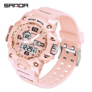 Нарученные часы 2021 мода Sanda Top Brand White Women Sports Watch Waters Waterper Ladies Jelly Rosegold плавание Relogio fominino