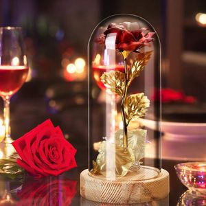 Coprilampada Paralume Rosa rossa LED Portacandele in vetro Vasi votivi Paralume trasparente Cilindro dritto 22X11,4CM