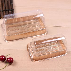 Baking Packaging Box Swiss Roll Bread Disposable Cake Boxes Cheese Mousse Clear Plastic Pastry Case Long Blister Packs