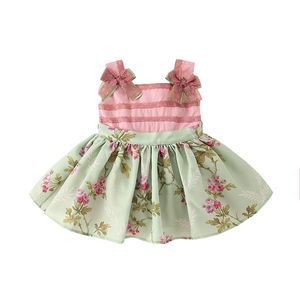 Abito da sposa per ragazze + mutandine 2 pezzi / set Abbigliamento per bambini Abito da tutu per bambini Abito estivo da principessa con fiocchi 1-5Y Q0716