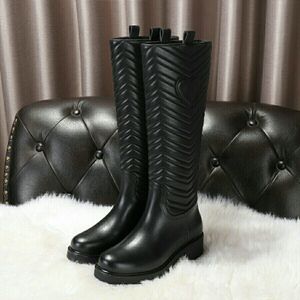 Neue 2020 Frauen Mode Winter Echtem Leder Kniehohe Stiefel Damen Marke Plattform Chunky Heels Lange Stiefel Größe 35-40