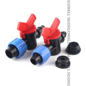 Vattenutrustning 2st 16mm 20mm PE PIPE BYPASS BALL VALVE TRÅD LOCK IRRIGATIONSKONTANCOR DRIP TAPE LOCKNUT VATTEN