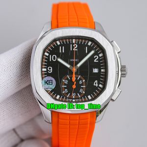 4 estilos relógios de alta qualidade k6f 42.2mm 5968A-001 cronógrafo de aço inoxidável Cal.ch 28-520 c relógio automático dos homens relógio azul Dial laranja cordas de borracha pulseira relógios de pulso