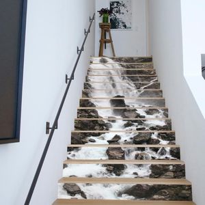 Naklejki ścienne 13 sztuk / zestaw DIY 3D Schody Wodospad Schody Spadek Dekoracje Floor Decor Naklejki Dekoracja