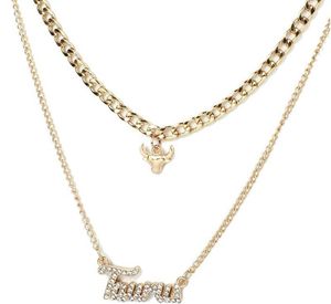 Double layer 12 Constellation Letters Diamond Necklace Zodiac Necklaces Horoscope Sign Zircon Lover Jewelry Wholesale