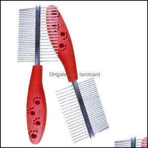 Dog Grooming Supplies Pet Home & Garden Plastic Beauty Tools Hair Double-Sided Comb Stainless Steel Pin Double Rows Pets Dogs Cat Fur Remove