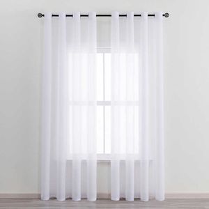 Chiffon branca cortinas de tule para sala de estar quarto de janela de quarto para casamento moderno sólido sheer voile cortina de cozinha cortina 210712
