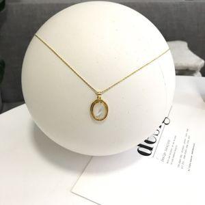 Silvology 925 Sterling Silver Natural Shell Oval Pendant Necklace for Women Gold Elegant Luxury Necklace Friendship Jewelry Gift Q0531