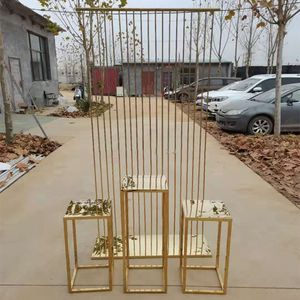 Decoration Gold metal panels flower wall panel backdrop stand party birday wedding decoration plinth cake pedestal stands for event parties planner