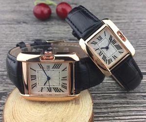 Fashion lovers wristwatch for women men square luxury ladies watches casual watch famous brand black leather roman dial relogio br257S