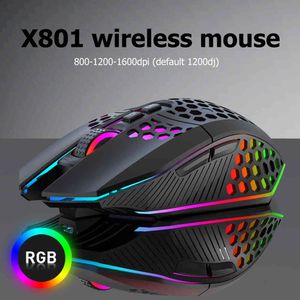 Gaming recarregável 2.4g wireless 8 chaves 1600dpi ajustável ergonômico RGB RGB LED Gamer Rato Mouse PC