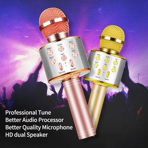 Bluetooth Wireless Microphone Kid Toys WS-858 Handhållen Karaoke Mic USB KTV-spelare Bluetooth-högtalare Rekord Musikmikrofoner