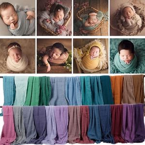 180 * 40 cm Streç Bebek Fotoğraf Sarar Battaniye Pamuk Bebek Yenidoğan Fotoğrafçılık Bez Aksesuarları Swaddle 210317