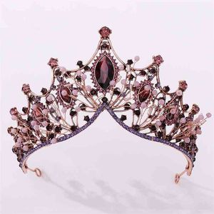 Retro barokke stijl zwart paars kristal prinses diadeem tiara s en kroon bruid noiva collares bruiloft sieraden hoofdbanden