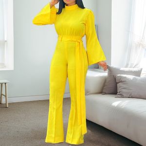 Lång Jumpsuit Kvinnor Elegant Outfit Bodycon Sleeve BodySuits Plus Size Office Daily Party Overaller Släpp 210527