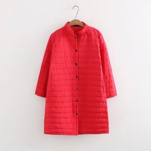 Плюс размер тонкие красные ватные осени зимние куртки женщины хлопок длинные мягкие пальто варенье теплые Chaqueas Parka Feminina T200319