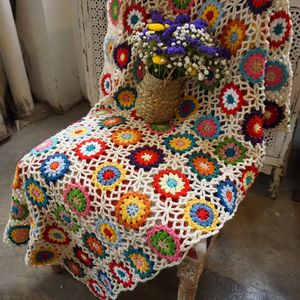 Handmade original crochet blanket Hand hooked fashion crochet blanket cushion felt pastoral style DIY Craft home&living gift 210316