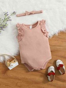 Bebê Borboleta de Borboleta Rib-Knit Bodysuit com Headband Ela