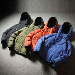 New Oversize Winter Warm Men Jacket Coat Casual Hoodies Thick White Duck Parkas Army Green Men's Winter Down Hooded Jacket Tops G1115