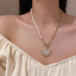 Opal- Und Pearl-Halskette großhandel-Anhänger Halsketten Europäische und amerikanische Modeschmuck mit Opal Liebe Perlenkette Spleißen Halskette Schlüsselbein Temperament Frau