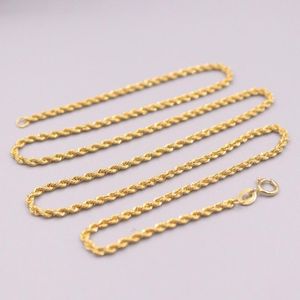 18inch Gold Chain al por mayor-Cadenas AU750 Pure k Cadena de oro amarillo Perfecto mm Collar de cuerda torcido G pulgadas para mujeres Regalo