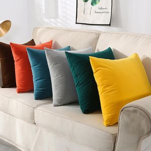 Cushion/Decorative Pillow Luxury Blue Velvet Cushion Cover Case Green Yellow Pink Gray Black Home Decorative Sofa Throw Pillows