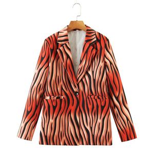 Kvinnors Jackor Europa och USA i höst Vindklänning 2021 Tiger Stripes Printed Blazer Suit 2717