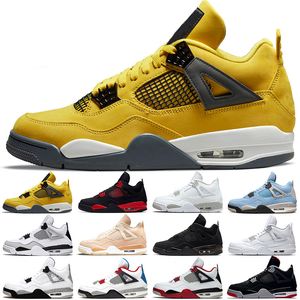 Jumpman 4S كرة السلة أحذية 4 الرجال العسكريين أسود قطة حمراء الرعد الصاخبة الجامعة الأزرق الأبيض أوريو الأموال النقية