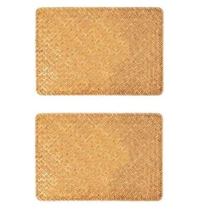 Mats almofadas 2 pcs palha tecida placemat, mão-tecida placemat retangular, placemat de rattan, para mesa de jantar e matriz mat-abux