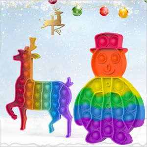 Giant Large Fidget Toys Push Bubble Christmas Board Game Favor Sensory Puzzles Popper Bubbles Xmas Elk Snowman Shape Big Size Decompression Toy For Autism ADHD
