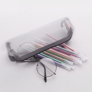 Pencil Väskor Multi-Purpose Stationery Bag ZipPred Mesh Pouch Stor kapacitet Makeups Förvaring för Office Business Travel