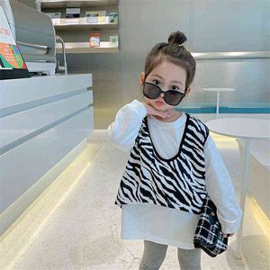 Mädchen Anzüge Sweatshirts + Weste Sets Kinder 2021 Zebra Frühling Herbst Teenager Trainingsanzüge Formelle OutfitsSport Kinder Kleidung Set G220217