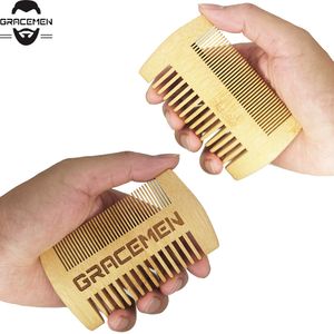 MOQ 100 PCS LOGO personalizzato Pettine per capelli / barba di bambù ecologico Doppio lato Pettini tascabili portatili antistatici per uomo Donna