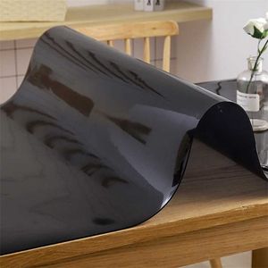 el Black Tablecloth pvc cover waterproof Soft Glass cloths Solid Color Waterproof Oil Home Decoration Cloth 211103