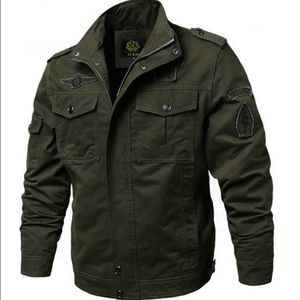 Idest Mens Högkvalitativ 100% bomulljacka Windbreaker Militärjacka Militärjacka Flying Mens Clothing L-6xi