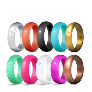 Silicone Wed Ring para Homens Mulheres Engajamento Jóias de Jóias Esporte Elástico Borracha Anéis