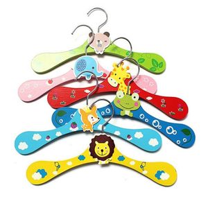 100pcs Cute Cartoon Animals Pet Dog Wooden Hanger Kids Clothes Baby Children 6 Styles Hangers DHL Free ship